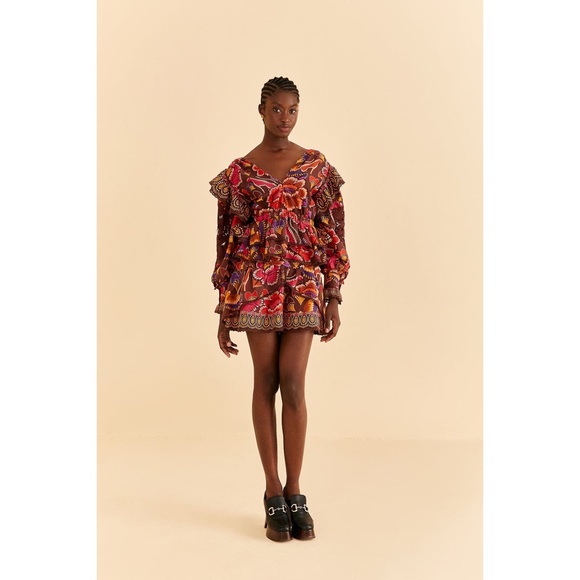 FARM Rio Brown Bright Flora Mini Skirt NWT SZ XL - Picture 3 of 16